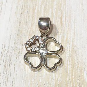 AUTHENTIC BLOOM NYC LUCKY 4 LEAF CZ CLOVER ROSE GD/STERLING SILVER PENDANT 3/4"